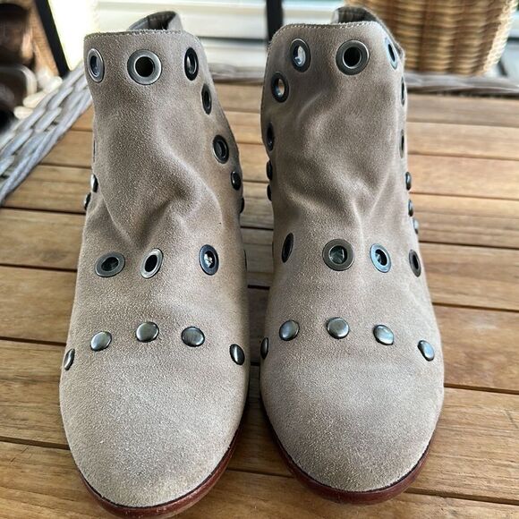 Sam Edelman Pedra Suede Pull On Ankle Boots Putty Taupe Suede Western Booties 9 - Picture 5 of 7